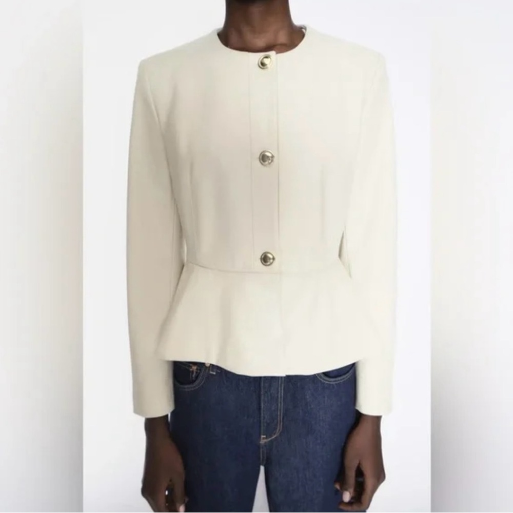 Zara Leather Jacket with Gold Buttons